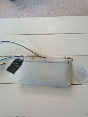 kate spade Light Gray Pebbled Leather Crossbody